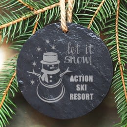 Engraved 4&quot; Let It Snow Slate Holiday Ornament